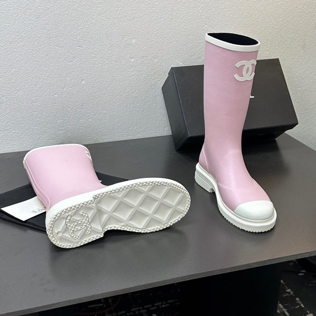 CC RAINBOOTS IN PINK TPU WHITE LOGO