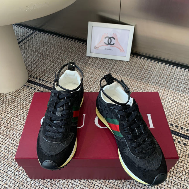 GUCCI RE-MOTION SNEAKERS IN BLACK CANVAS WITH SUEDE