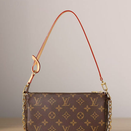 LV POCHETTE ACCESSOIRES BAG 23 IN BROWN MONOGRAM CANVAS