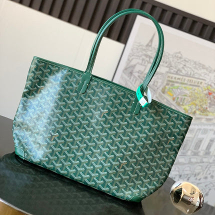 SAINT LOUIS 30 IN GREEN GOYARDINE CANVAS MIX CALFSKIN