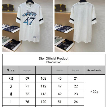 DIOR LEWIS HAMILTON T-SHIRT IN WHITE AND BLUE GRAPHIC LOGO