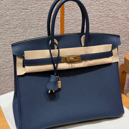 HERMES BIRKIN 35CM IN DARK NAVY BLUE TOGO GOLD HARDWARE