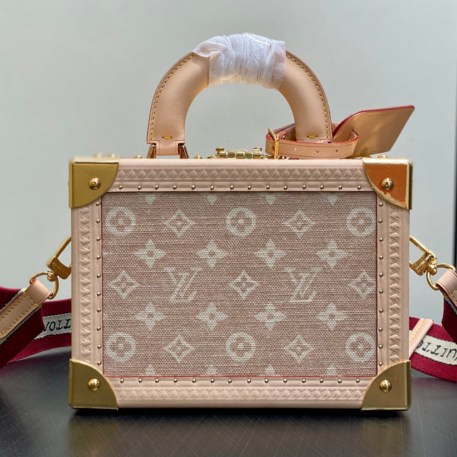 LV TRUNK 22 IN LIGHT PINK CANVAS GOLD HARDWARE