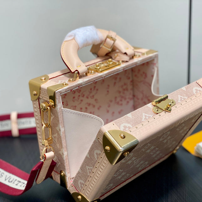 LV TRUNK 22 IN LIGHT PINK CANVAS GOLD HARDWARE