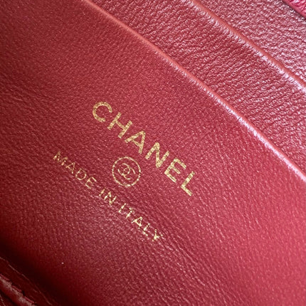 CHANEL FLAP BAG 18 IN BURGUNDY RED QUILTED CALFSKIN