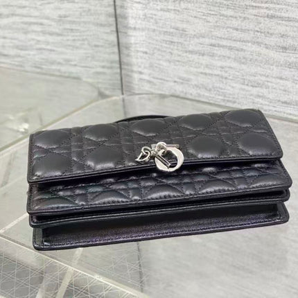 DIOR 26S LADY DIOR BAG 21 IN BLACK CALFSKIN