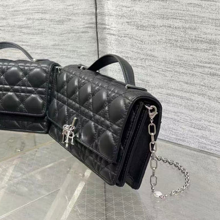 DIOR 26S LADY DIOR BAG 21 IN BLACK CALFSKIN