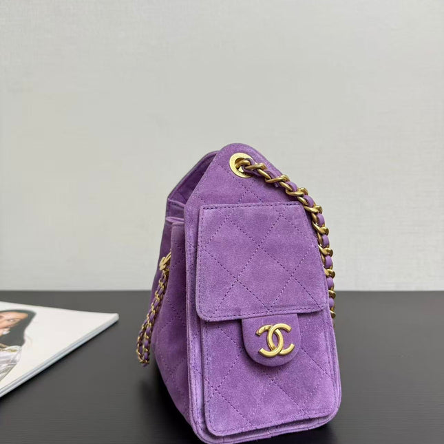 CHANEL 26S HOBO BAG 22 IN PURPLE CALFSKIN
