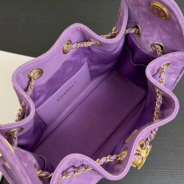 CHANEL 26S HOBO BAG 22 IN PURPLE CALFSKIN