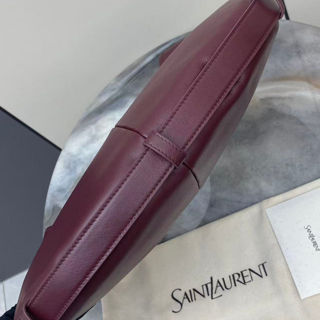 YSL 26S MOMBASA HOBO BAG MEDIUM IN BURGUNDY CALFSKIN