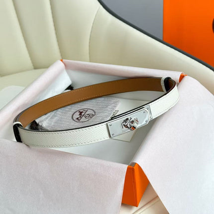 HM 26S KELLY BELT IN WHITE SILVER LOCK HARDWARE 25526