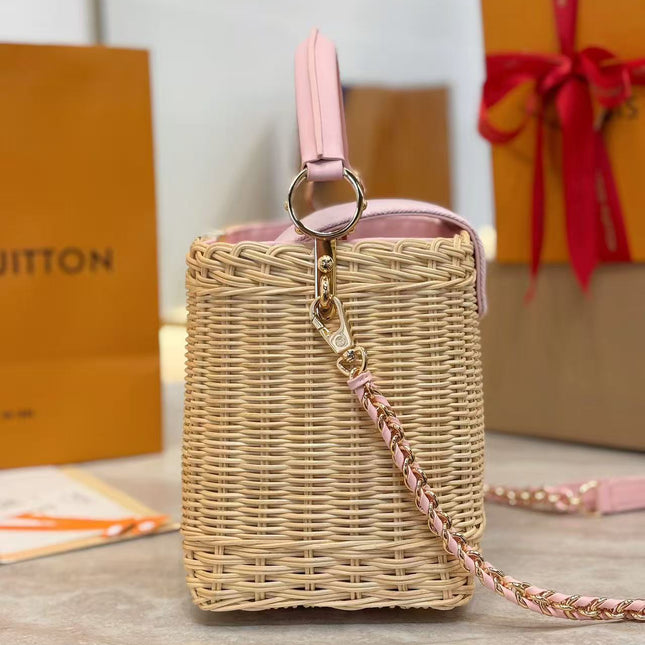 LV 26S CAPUCINES BB BAG 27 PINIC IN  CALFSKIN HARDWARE AND  PINK LOGO