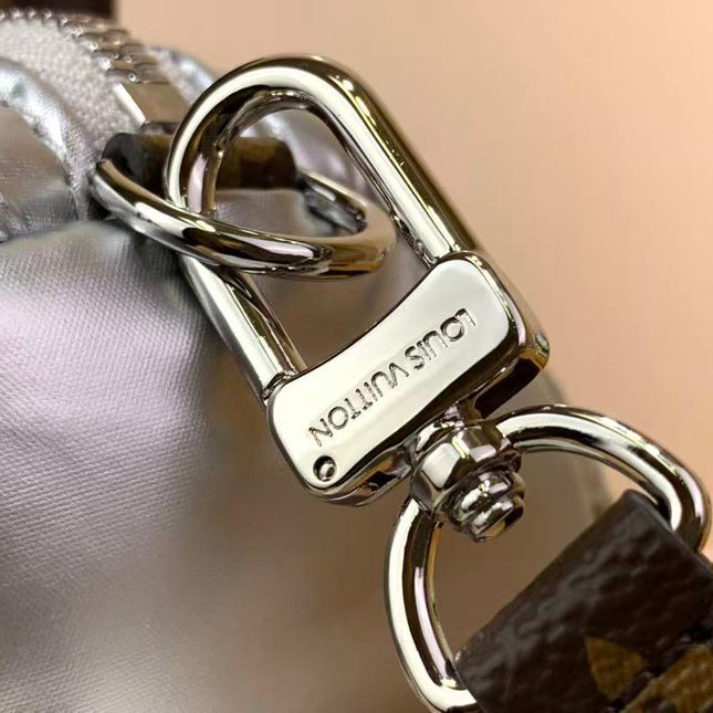 LV 26S PILLOW BOSTON BAG IN SILVER NYLON LEATHER