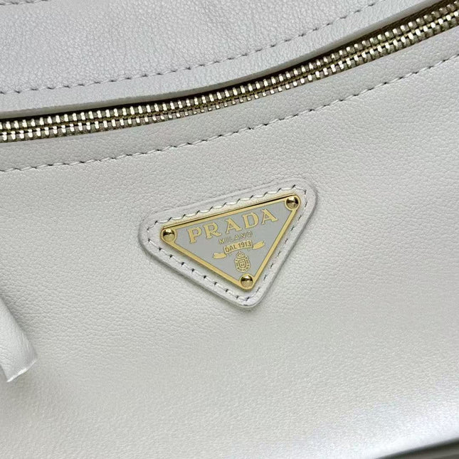 PRADA 26S HOBO BAG IN CREAM WHITE CALFSKIN LEATHER 31526