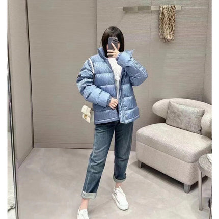 Dior Oblique Down Jacket Blue Jacquard Fabric
