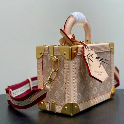 LV TRUNK 22 IN LIGHT PINK CANVAS GOLD HARDWARE