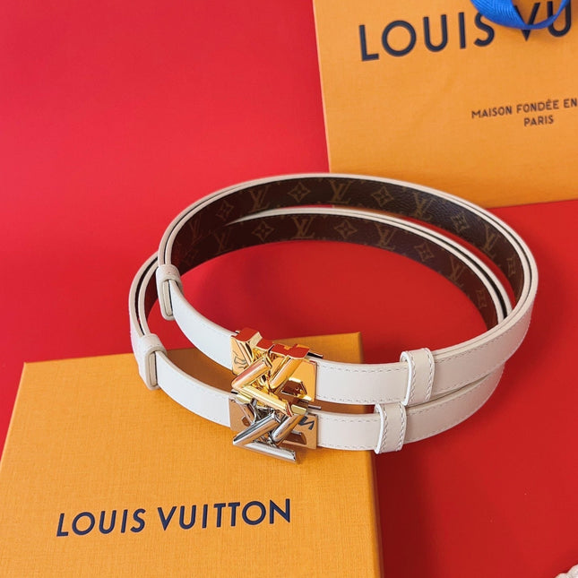 LV GO-14 20MM BELT IN WHITE CALFSKIN SILVER HARDWARE