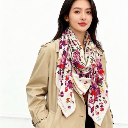 CHANEL 26S SCARF 135 IN CASHMERE AND SILK 307249