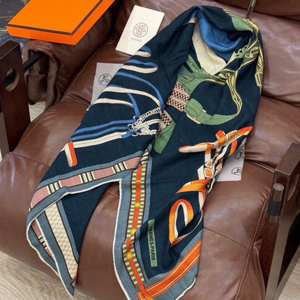 HERMES 26S PRINTED SQUARE SCARF 140 IN SILK 311926
