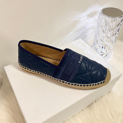 GRANVILLE ESPADRILLE NAVY BLUE QUILTED CANNAGE CALFSKIN