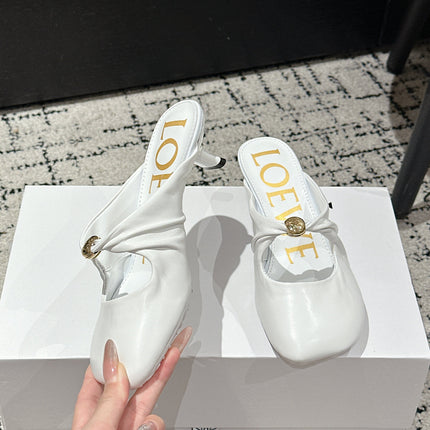 CHLOÉ 26S HIGH-HEELED MULES IN WHITE CALFSKIN