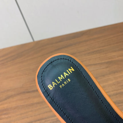 BALMAIN 26S QUILTED MULES IN LIGHT BROWN CALFSKIN