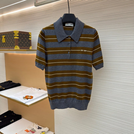 MIUMIU 26S SHORT-SLEEVED KNIT POLO SHIRT STYLE 1090