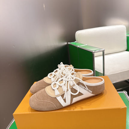 LV 26S MULE SNEAKERS IN CAMEL BEIGE SUEDE