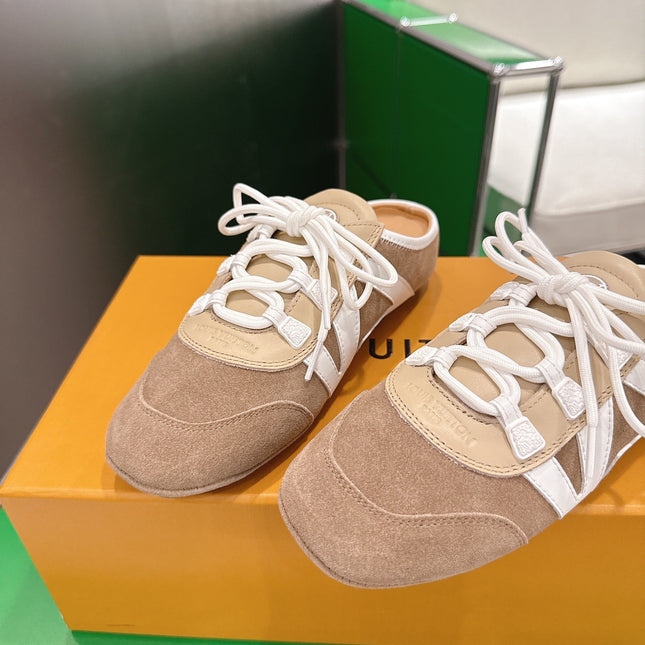 LV 26S MULE SNEAKERS IN CAMEL BEIGE SUEDE