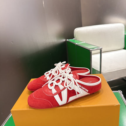 LV 26S MULE SNEAKERS IN RED SUEDE