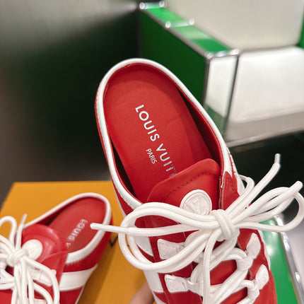 LV 26S MULE SNEAKERS IN RED SUEDE