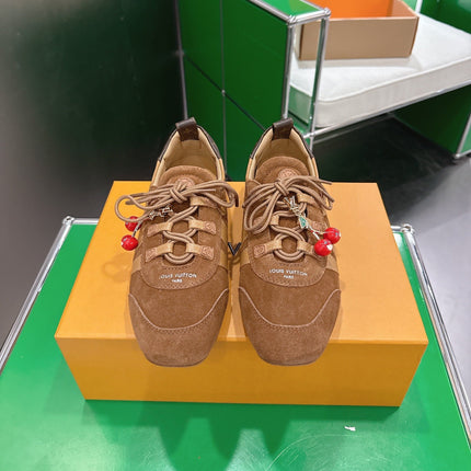 LV 26S SNEAKERS IN DARK BROWN SUEDE WITH CHERRY CHARM
