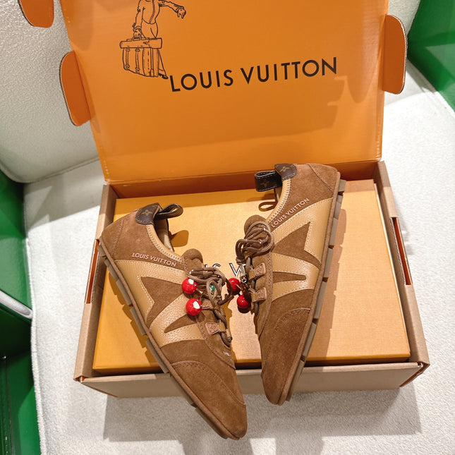 LV 26S SNEAKERS IN DARK BROWN SUEDE WITH CHERRY CHARM