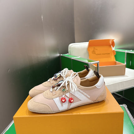 LV 26S SNEAKERS IN BEIGE SUEDE WITH CHERRY CHARM