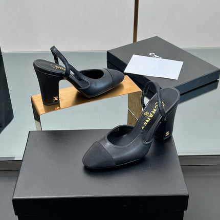 CC HIGH SLINGBACK 25S 90 MM IN BLACK FABRIC MIX LAMBSKIN