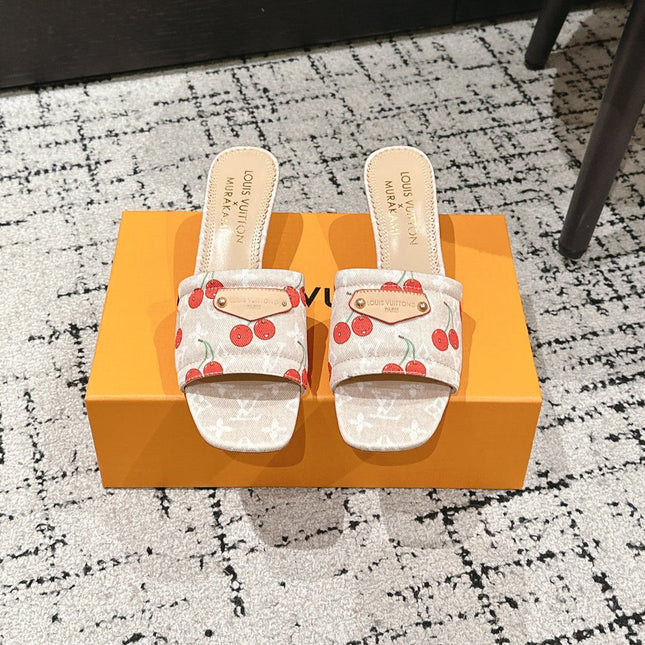 LV CHERRY HIGH HEELS 25S 55 MM IN NUDE DENIM STYLE 9