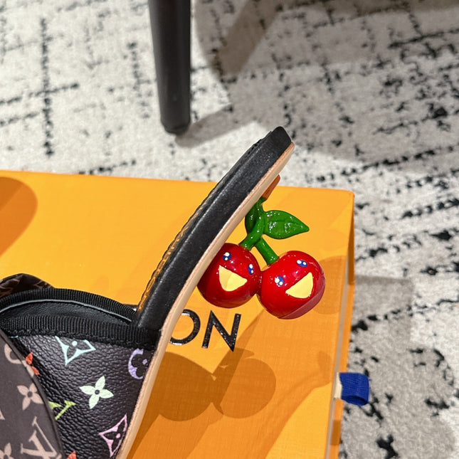 LV CHERRY HIGH HEELS 25S IN BLACK CALFSKIN WITH BOW STYLE 12