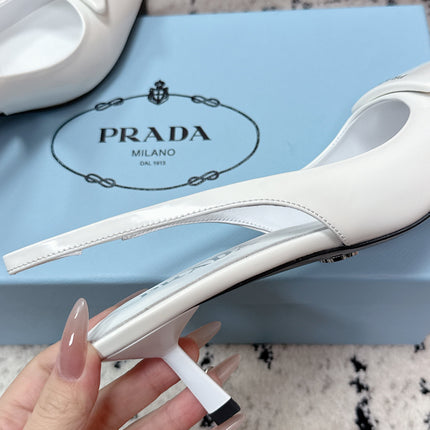 PRA 26S SLINGBACK PUMPS 60MM IN WHITE PATENT CALFSKIN