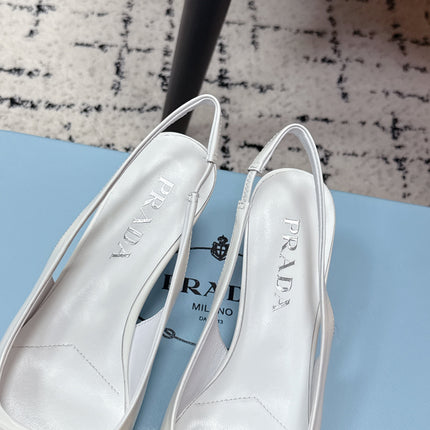 PRA 26S SLINGBACK PUMPS 60MM IN WHITE PATENT CALFSKIN