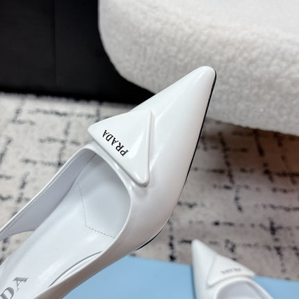 PRA 26S SLINGBACK PUMPS 60MM IN WHITE PATENT CALFSKIN