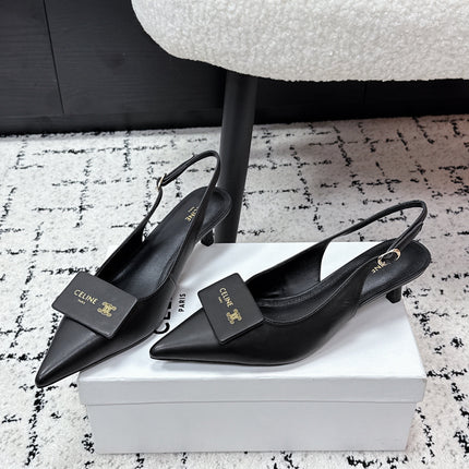 CELINE 26S HIGH-HEEL SLINGBACK 35 MM IN BLACK CALFSKIN