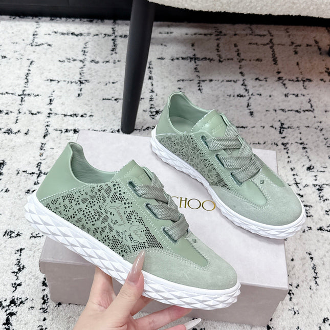 JIMMY CHOO 26S SNEAKERS IN SAGE GREEN SUEDE