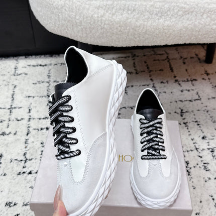 JIMMY CHOO 26S SNEAKERS IN WHITE SUEDE WITH BLACK LACES