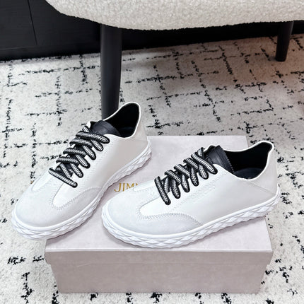 JIMMY CHOO 26S SNEAKERS IN WHITE SUEDE WITH BLACK LACES
