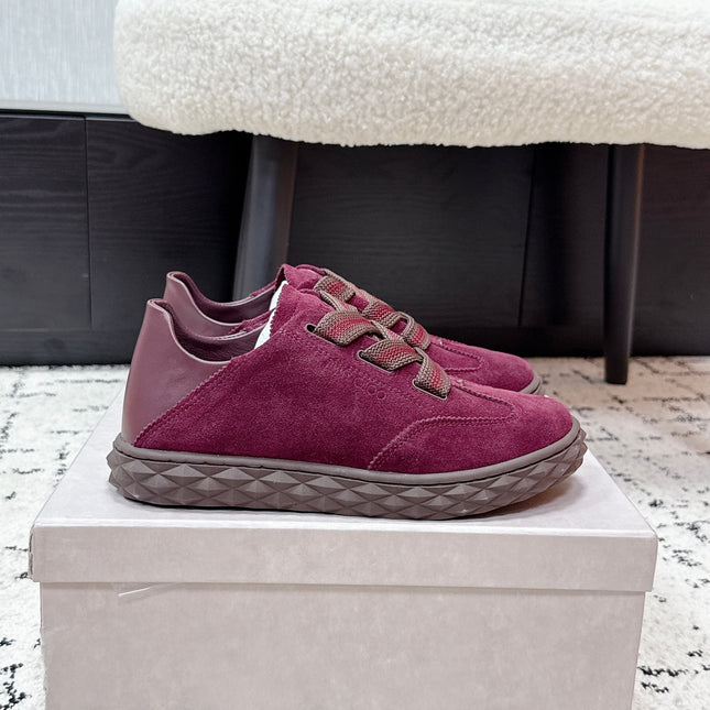 JIMMY CHOO 26S SNEAKERS IN DARK RED SUEDE