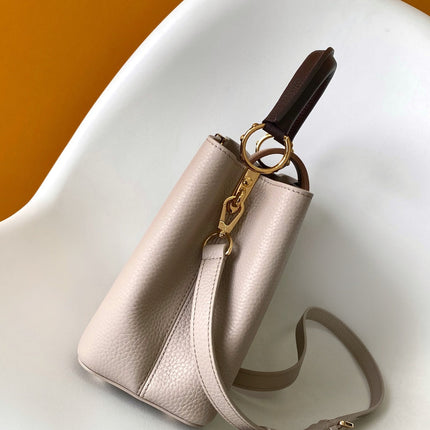 LV 26S CAPUCINES BAG 31 IN GRAYISH BEIGE TAURILLON CALFSKIN