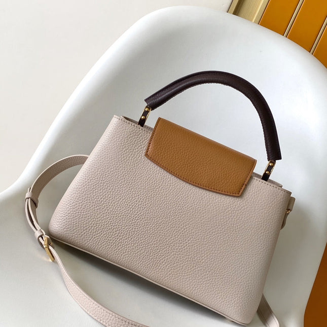 LV 26S CAPUCINES BAG 31 IN GRAYISH BEIGE TAURILLON CALFSKIN