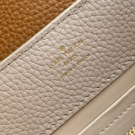 LV 26S CAPUCINES BAG 31 IN GRAYISH BEIGE TAURILLON CALFSKIN