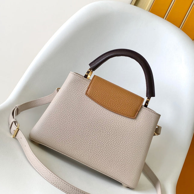 LV 26S CAPUCINES BAG 27 IN GRAYISH BEIGE TAURILLON CALFSKIN