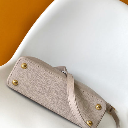 LV 26S CAPUCINES BAG 27 IN GRAYISH BEIGE TAURILLON CALFSKIN
